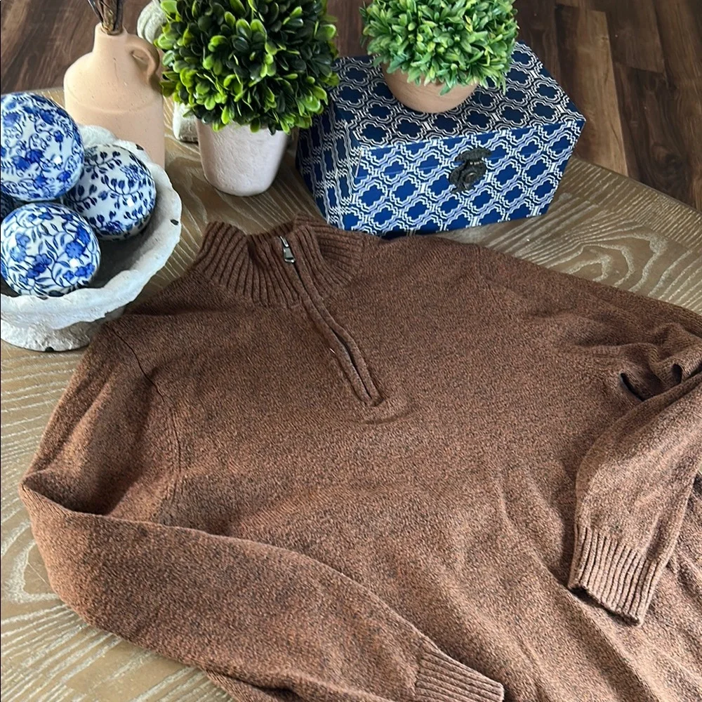 Men’s Croft and Barrow Brown Quarter Zip Chocolate Brown Marled Sweater